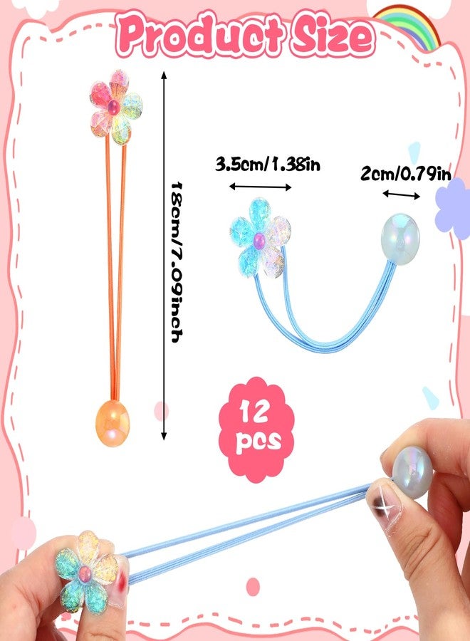 Yuanchu 12Pcs Ball Charm Hair Ties for Women, Colored Camellia Bead Rubber Bands Bubble Ponytail Holders with Balls No Damage Hair Accessories - Image 2